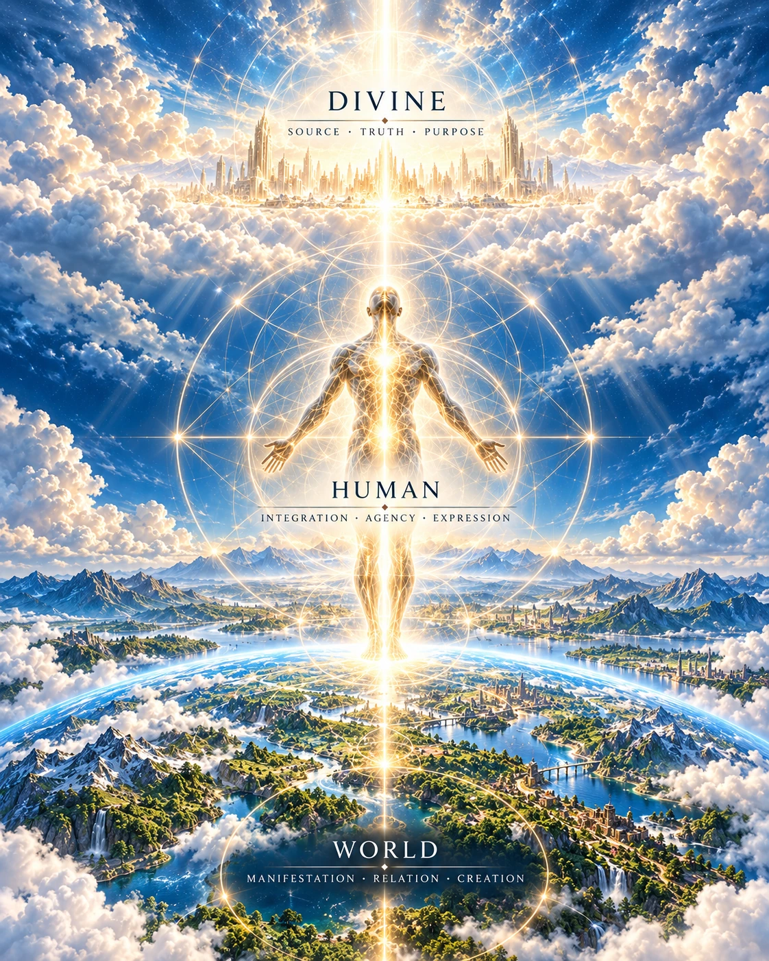 Divine, human, and world relationship infographic